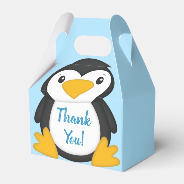 Penguin Baby Dusche Blue Geschenkschachtel (Vorderseite)