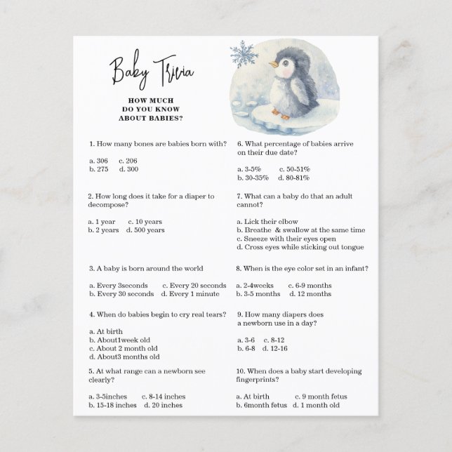 Penguin - Baby Trivia | Baby Showspiel (Vorderseite)
