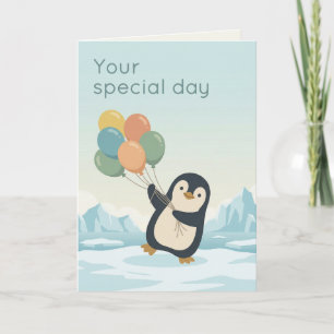 Penguin-Ballon-Geburtstag Individueller Geburtst Karte