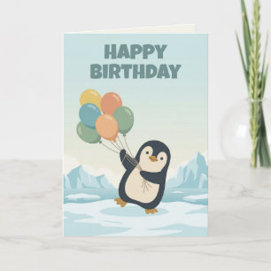 Penguin-Ballon-Geburtstag Individueller Kinderge Karte