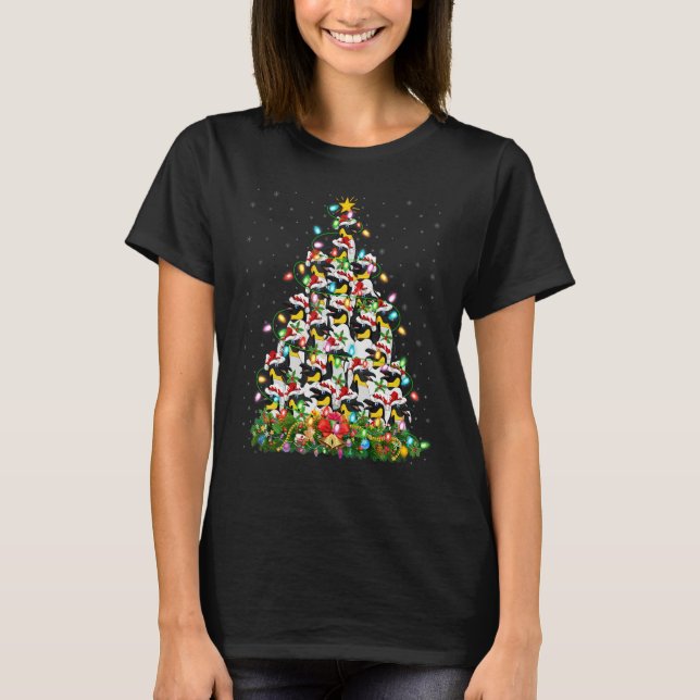 Penguin Bird   Xmas Lights Santa Penguin Christmas T-Shirt (Vorderseite)