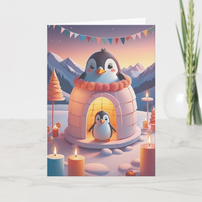 Penguin Birthday Bash Karte (Vorderseite)