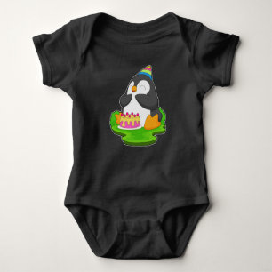 Penguin Birthday Cake Baby Strampler