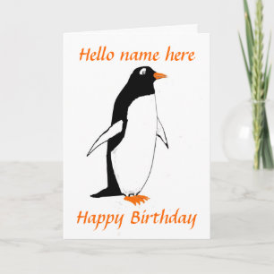 Penguin Birthday Card Name hinzufügen Karte