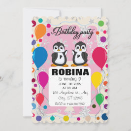 Penguin Birthday Einladung | Jungen & Mädchen Wint