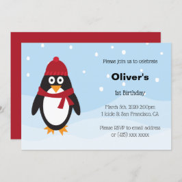 Penguin Birthday Einladung zum Winter Geburtstag