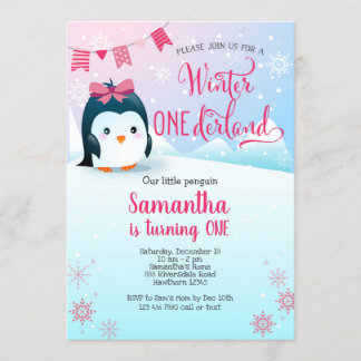 Penguin Birthday Invasion, Winter Onederland Einladung