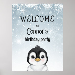 Penguin Birthday Willkommenszeichen Poster