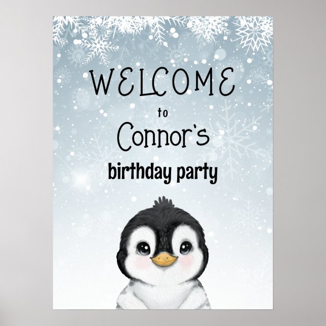 Penguin Birthday Willkommenszeichen Poster (Vorne)