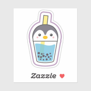 Penguin Boba trinken Aufkleber