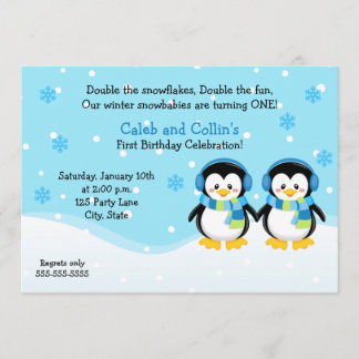 Penguin Boy Twins Einladung zum Geburtstag