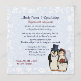 Penguin Bride and Groom Wedding Einladung