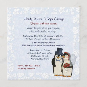 Penguin Bride and Groom Wedding Einladung