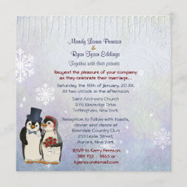 Penguin Bride and Groom Wedding Square Einladung