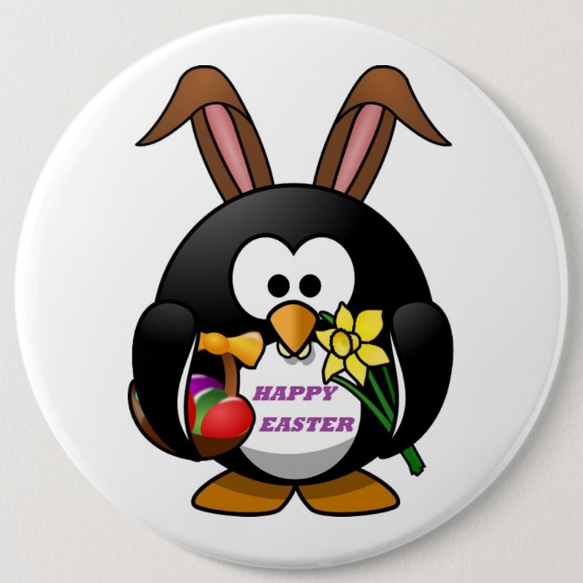 PENGUIN BUNNY "HAPPY EASTER" BUTTON (Vorderseite)