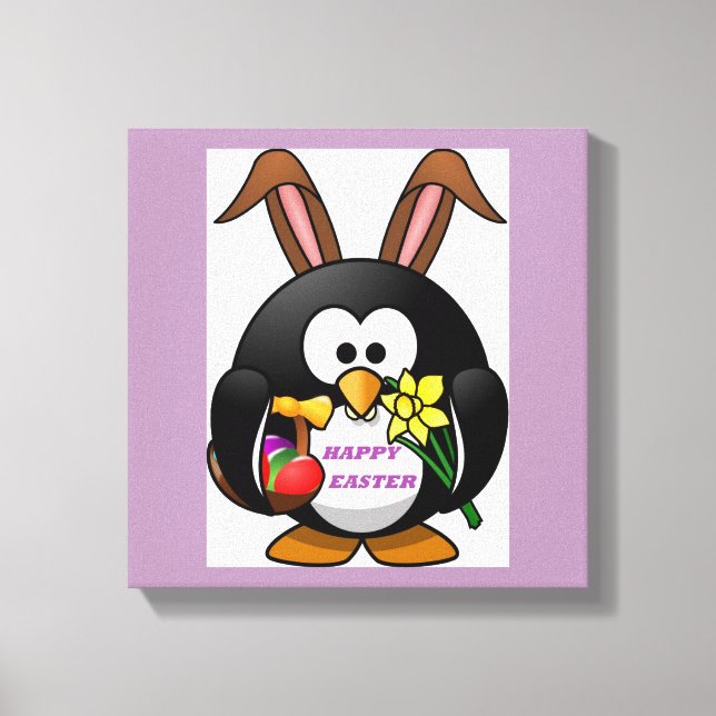 PENGUIN BUNNY "HAPPY EASTER" LEINWANDDRUCK (Vorderseite)