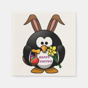 PENGUIN BUNNY "HAPPY EASTER" SERVIETTE