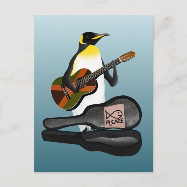Penguin Busking Postkarte (Vorderseite)