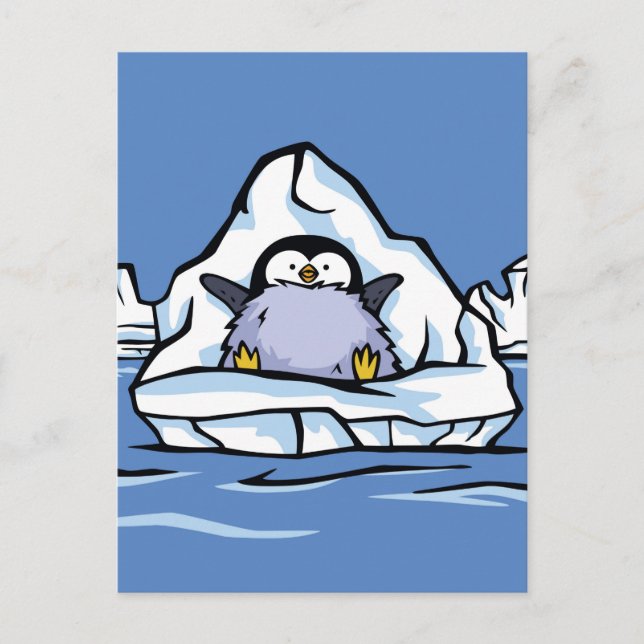 Penguin Chick Iceberg Post Card Postkarte (Vorderseite)