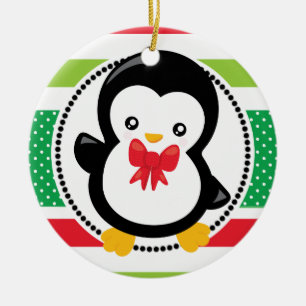 Penguin Christmas Bow Holiday Personalisiert Keramik Ornament