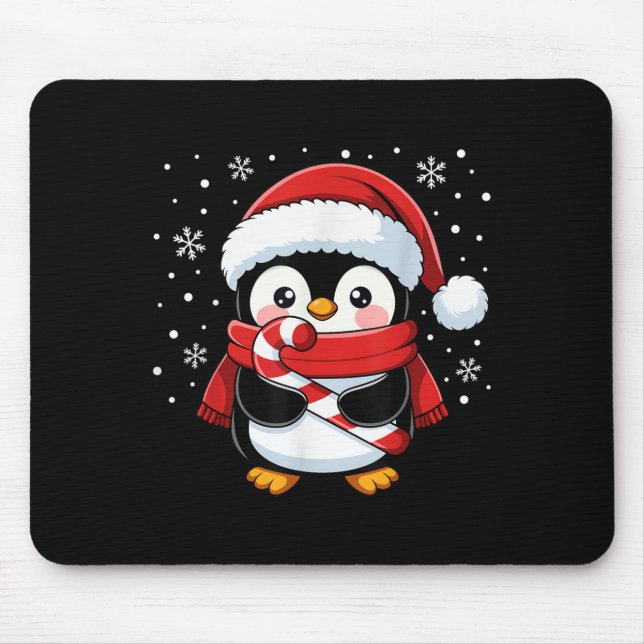 Penguin Christmas Candy Cane Winter Toddler Girl B Mousepad (Vorne)