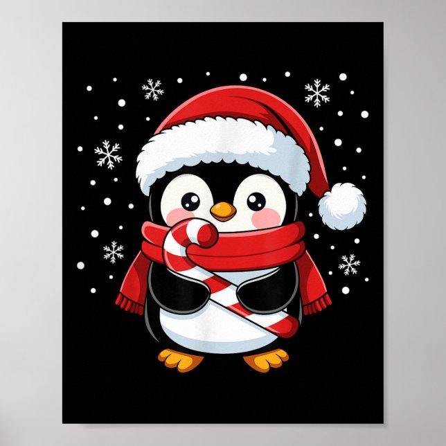 Penguin Christmas Candy Cane Winter Toddler Girl B Poster (Vorne)