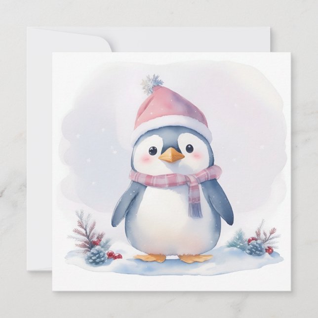 Penguin Christmas Card Feiertagskarte (Vorderseite)