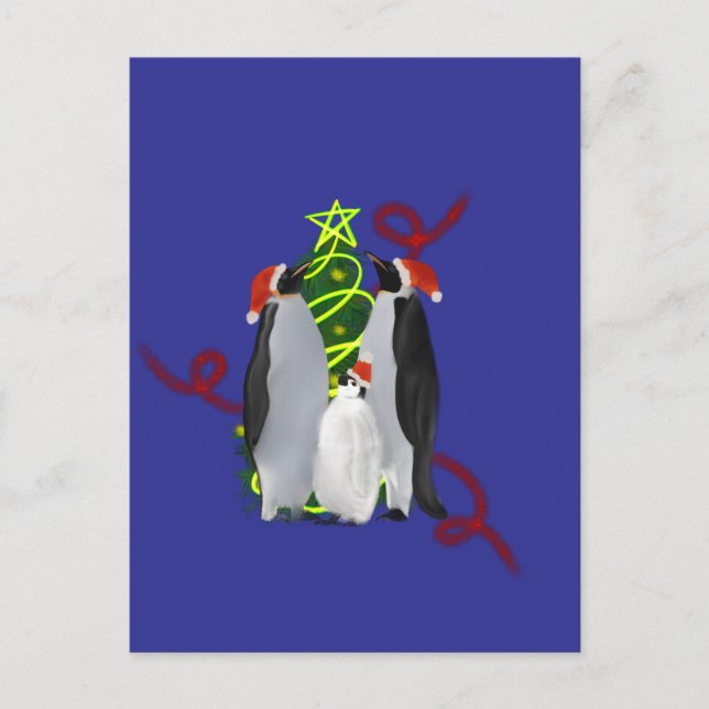 Penguin Christmas Feiertagspostkarte (Vorderseite)