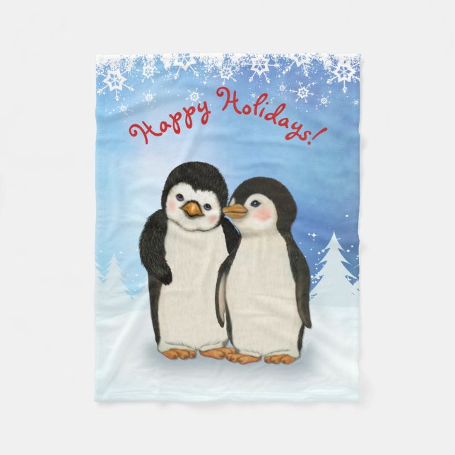 Penguin Christmas Fleece Blanket (Vorderseite)