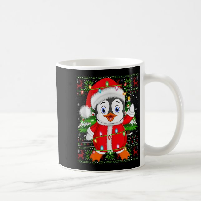 Penguin Christmas Lights Santa Costume Ugly Xmas S Kaffeetasse (Rechts)