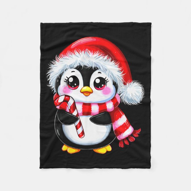 Penguin Christmas Lover Uni-adult Black Small Mode Fleecedecke (Vorderseite)