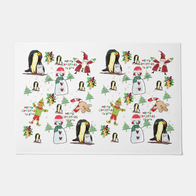 Penguin Christmas Matt Doormat Fußmatte (Vorderseite)