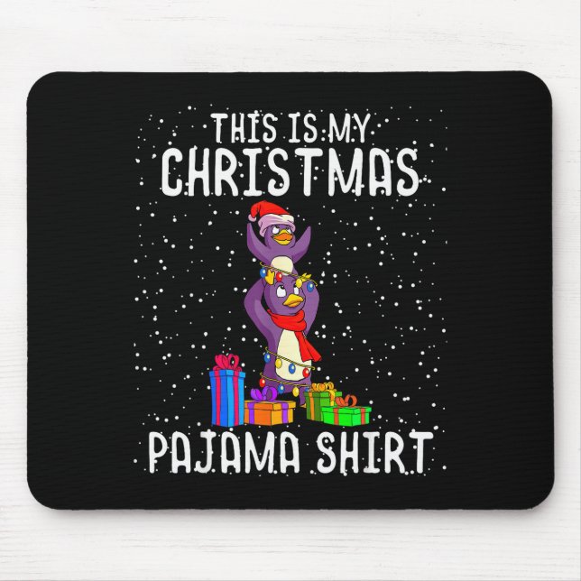 Penguin Christmas Pajama Shirt Penguin Lover Gift  Mousepad (Vorne)