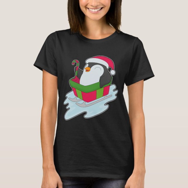 Penguin Christmas Sled T-Shirt (Vorderseite)