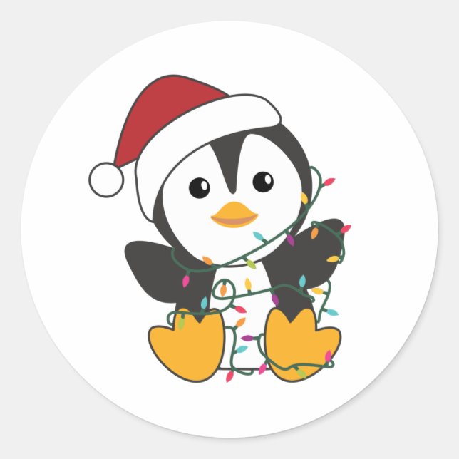 Penguin Christmas Snow Winter Animals Penguins Runder Aufkleber (Vorderseite)