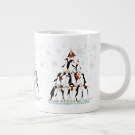 Penguin Christmas Tree Fun Holiday Cartoon Jumbo-Tasse