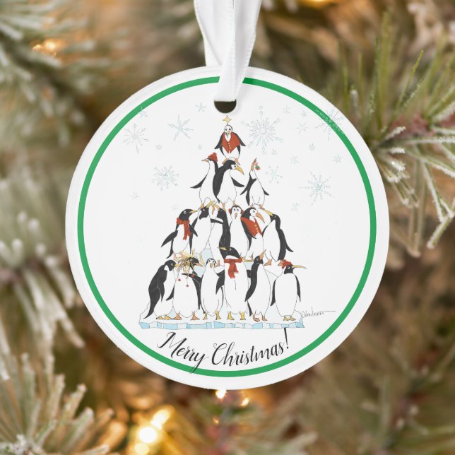 Penguin Christmas Tree Fun Holiday Cartoon Ornament (Baum)