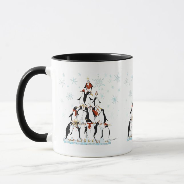 Penguin Christmas Tree Fun Holiday Cartoon Tasse (Links)