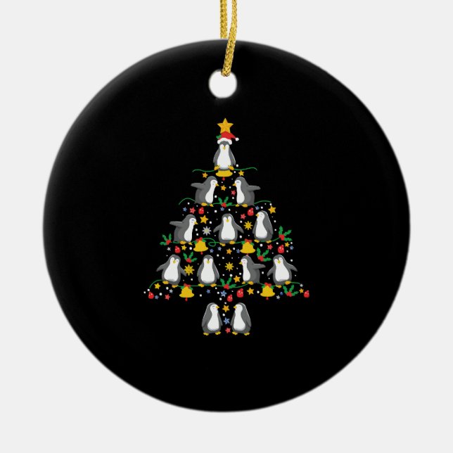 Penguin Christmas Tree Penguin Weihnachtsbeleuchtu Keramik Ornament (Vorne)