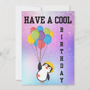 PENGUIN COOL HAPPY BIRTHDAY CARD EINLADUNG