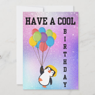 PENGUIN COOL HAPPY BIRTHDAY CARD EINLADUNG