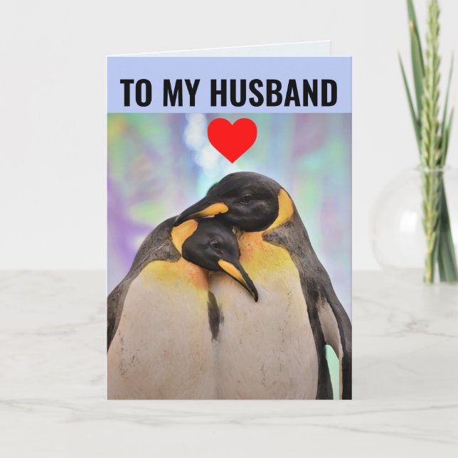 PENGUIN COUPLE HUSBAND BIRTHDAY Grußkarte Karte (Vorderseite)