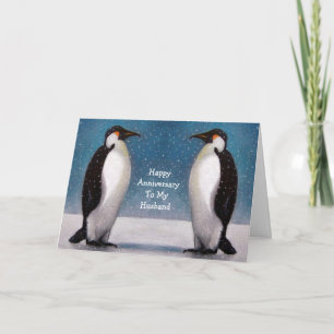 PENGUIN COUPLE: JAHRESTAG: URSPRÜNGLICHE KUNST KARTE