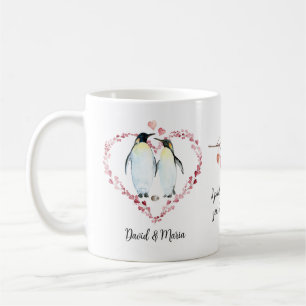 Penguin Couple Liebe Herzkranz Kaffeetasse
