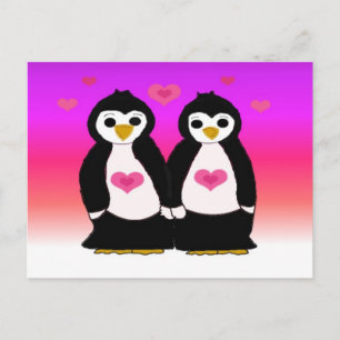 Penguin Couple mit Herz Postkarte
