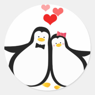 Penguin Couple Runder Aufkleber