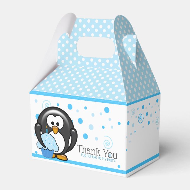 Penguin Cupcake Birthday Party Geschenkschachtel (Vorderseite)