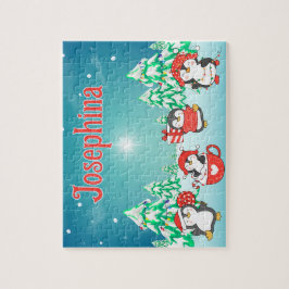 Penguin Custom Christmas Child Name Puzzle
