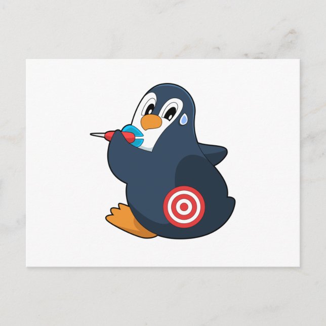 Penguin Darts Dart Dartboard Postkarte (Vorderseite)