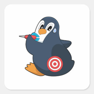 Penguin Darts Dart Dartboard Quadratischer Aufkleber